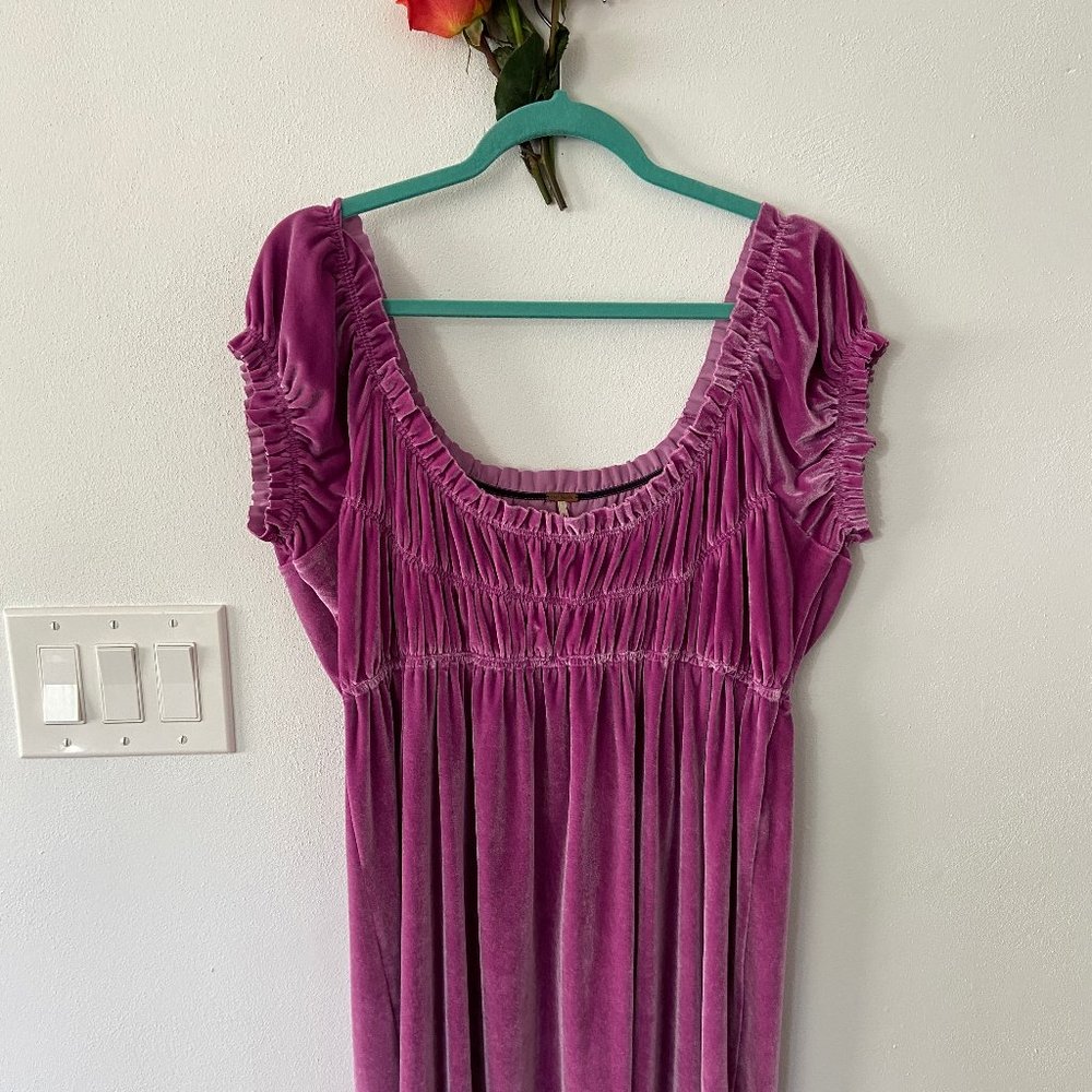 Free People Pink Velvet Baby Doll Dress L